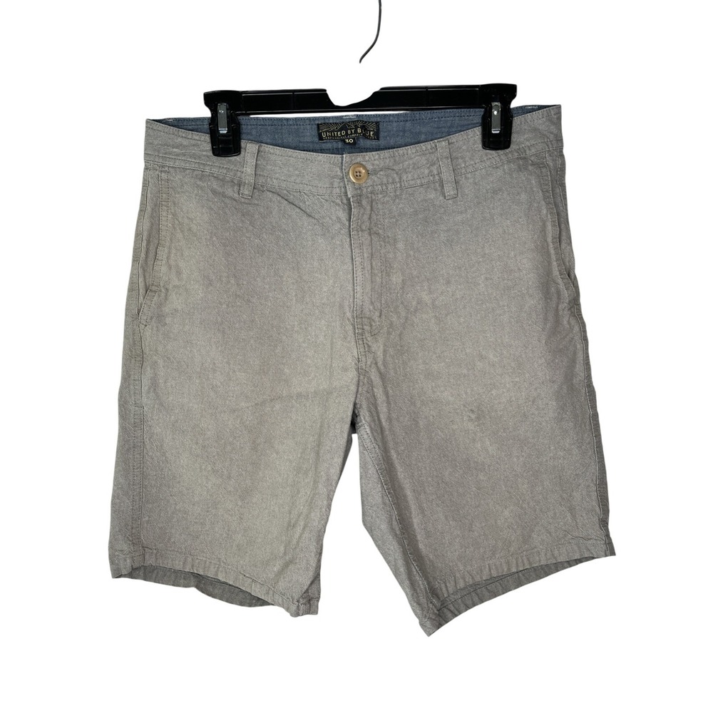 United By‎ Blue Mens 100% Organic Cotton Bermuda Shorts Pockets Grey 30